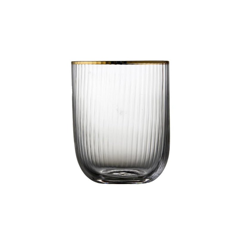 Køb Palermo Gold Glas Tumbler 35 cl | Fra 79,95 | Dag til dag levering | F&H, Lyngby Glas, Drikkeglas, Vandglas, Glas med guldkant, Glas med riller
