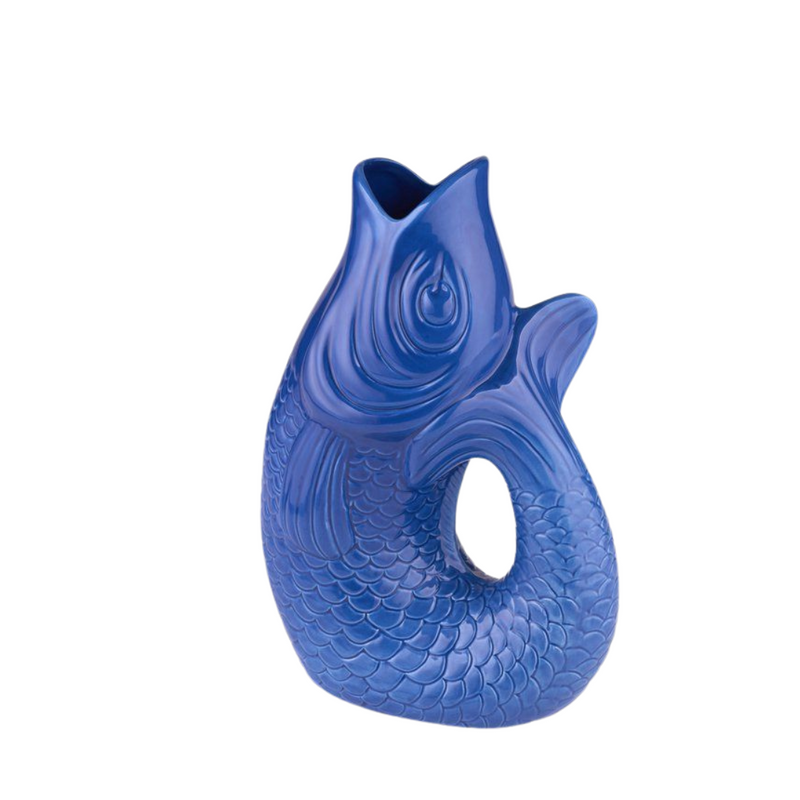 Køb Vase/karaffel Monsieur Carafon Fisk - Azure blå | fra 129,95 | Fri fragt over 149 kr. | Hurtig levering | Dag til dag levering | GIFTCOMPANY | Blomstervase, Blomster, Skjuler, Keramikvase, Dekorativ, Skulptur, 3 størrelser