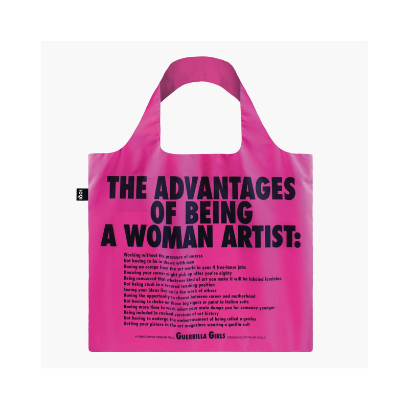 Køb Indkøbspose Guerrilla Girls | The Advantages Of Being A Woman Artist | 85,00 | Fri fragt over 149 kr. | Hurtig levering | Dag til dag levering | Loqi | Håndtaske, Træningstaske, Totetaske, Indkøbstaske, Tote bag, Undgå plastposer, Undgå engangsposer, Stofnet, Genbrugsmulepose, Pose, Net, Indkøbsnet