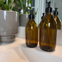 PLINT Sæbedispenser - Glas apoteker flaske brun med pumpe
